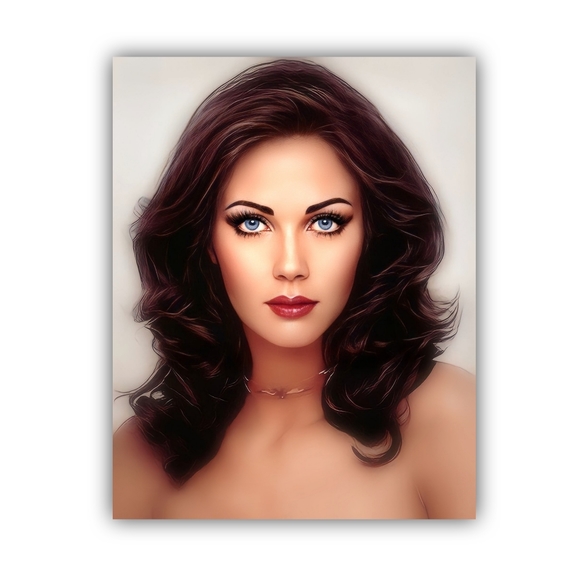 Vintage Gold Ornate Framed Linda Carter Wonder Woman Art Portrait 12x15 - Picture 2 of 2